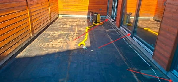 Flachdach Terrasse - Übersicht Rauchgaseinspeisung
